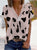 V-neck Five-Pointed Star Printed Lace T-shirt Top