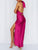 Ladies Summer Satin Sexy Side Split Lace up Backless Sheath Dress