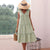 Summer Solid Color Vest Dress Green Cotton Linen Loose Babydoll Dress